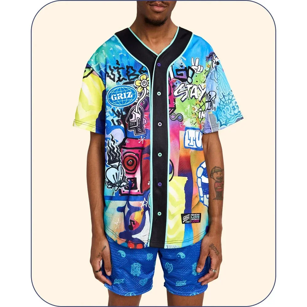 GRiZ - “Stay In Tune” Button Up Team Baseball Jersey Size Small (S) EDM & Rave